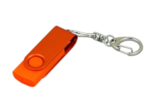 USB 2.0- флешка промо на 4 Гб с поворотным механизмом и однотонным металлическим клипом (оранжевый) 4Gb