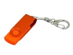 USB 2.0- флешка промо на 64 Гб с поворотным механизмом и однотонным металлическим клипом (оранжевый) 64Gb