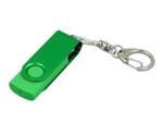 USB 2.0- флешка промо на 64 Гб с поворотным механизмом и однотонным металлическим клипом (зеленый/зеленый) 64Gb