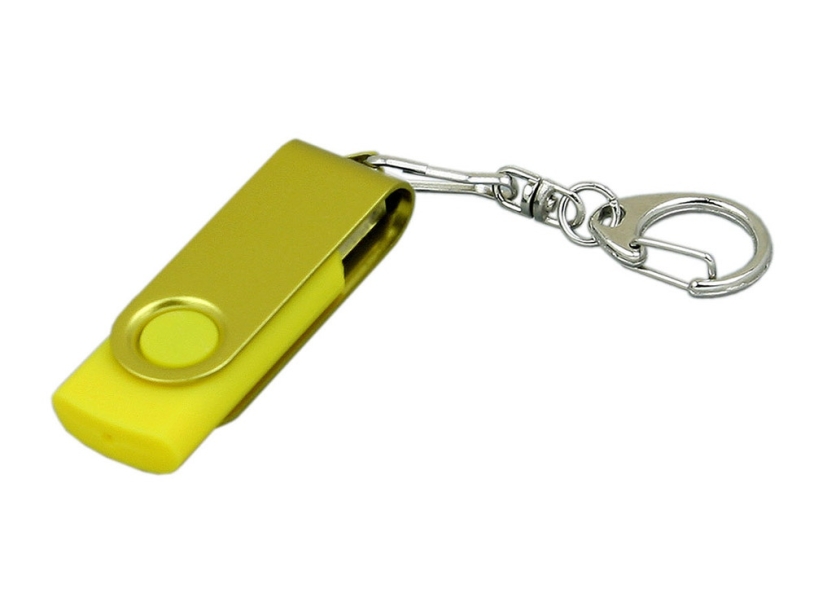 USB 2.0- флешка промо на 32 Гб с поворотным механизмом и однотонным металлическим клипом (желтый/желтый) 32Gb (Изображение 1)