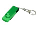 USB 2.0- флешка промо на 32 Гб с поворотным механизмом и однотонным металлическим клипом (зеленый/зеленый) 32Gb
