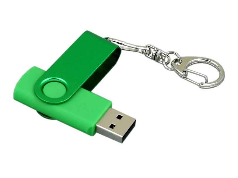 USB 2.0- флешка промо на 32 Гб с поворотным механизмом и однотонным металлическим клипом (зеленый/зеленый) 32Gb (Изображение 3)