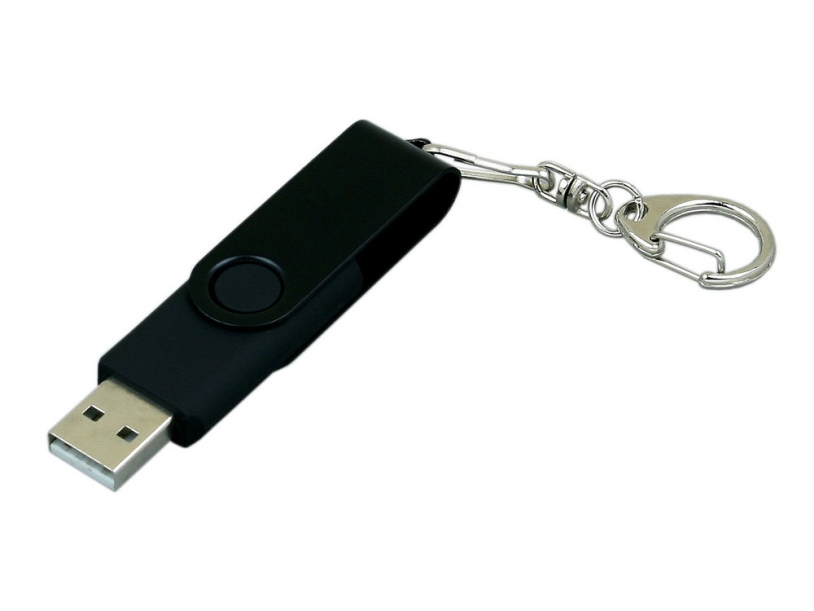 USB 2.0- флешка промо на 32 Гб с поворотным механизмом и однотонным металлическим клипом (черный) 32Gb (Изображение 2)