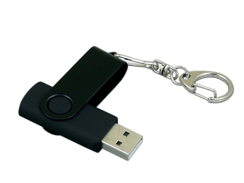 USB 2.0- флешка промо на 32 Гб с поворотным механизмом и однотонным металлическим клипом (черный) 32Gb (Изображение 3)