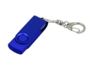 USB 2.0- флешка промо на 16 Гб с поворотным механизмом и однотонным металлическим клипом (синий/синий) 16Gb