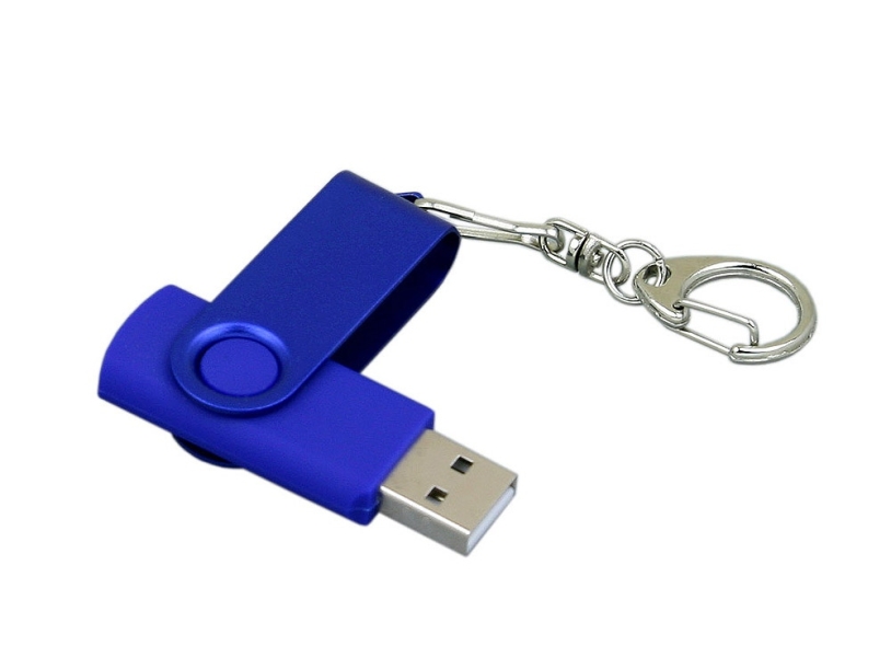 USB 2.0- флешка промо на 16 Гб с поворотным механизмом и однотонным металлическим клипом (синий/синий) 16Gb (Изображение 3)