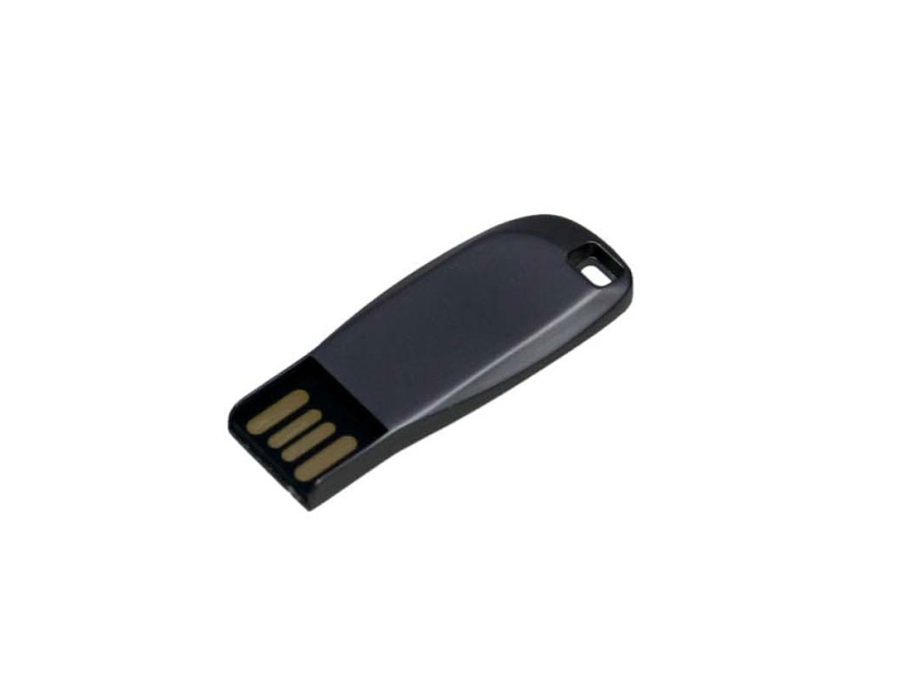 USB 2.0- флешка на 8 Гб компактная с мини чипом и овальным отверстием (антрацит) 8Gb (Изображение 2)