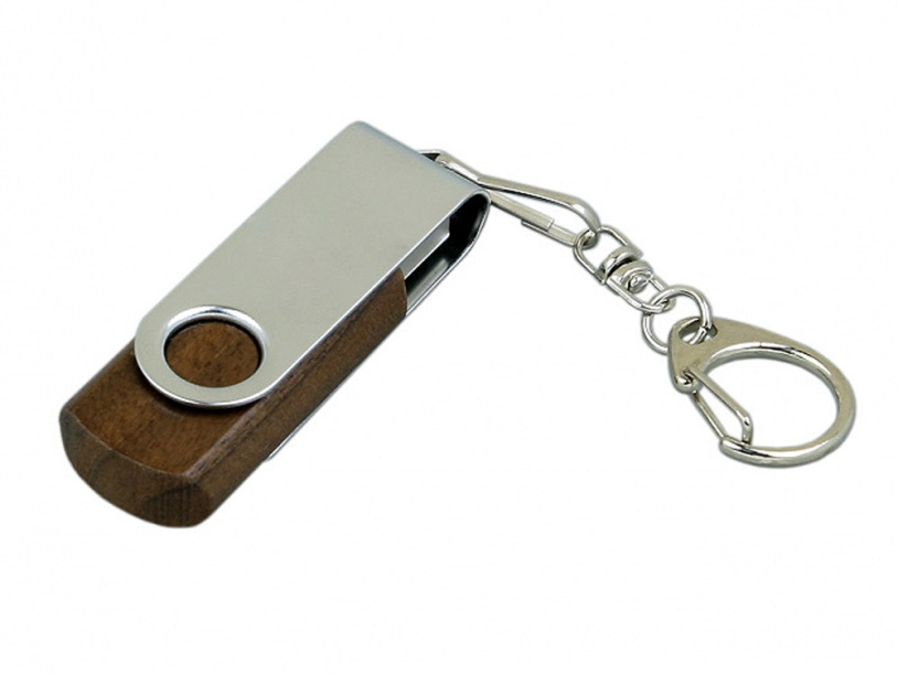 USB 2.0- флешка промо на 64 Гб с поворотным механизмом (коричневый/серебристый) 64Gb (Изображение 1)