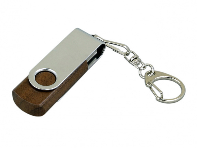 USB 2.0- флешка промо на 32 Гб с поворотным механизмом (коричневый/серебристый) 32Gb (Изображение 1)