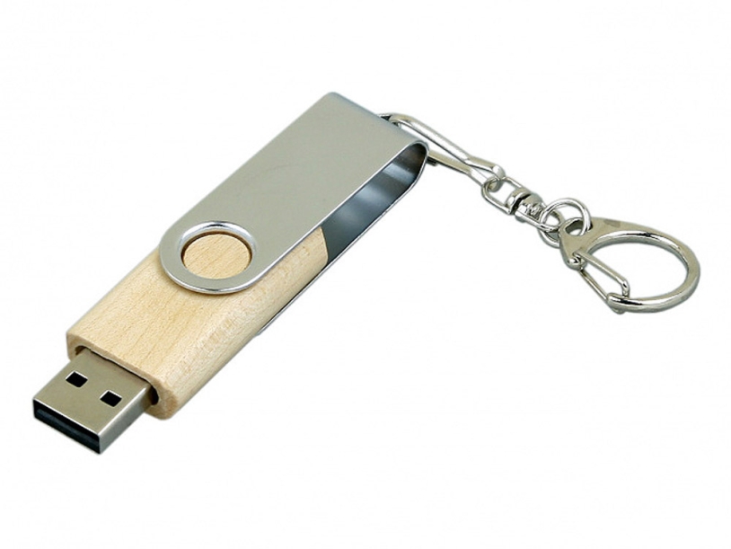 USB 2.0- флешка промо на 64 Гб с поворотным механизмом (серебристый/натуральный) 64Gb (Изображение 2)