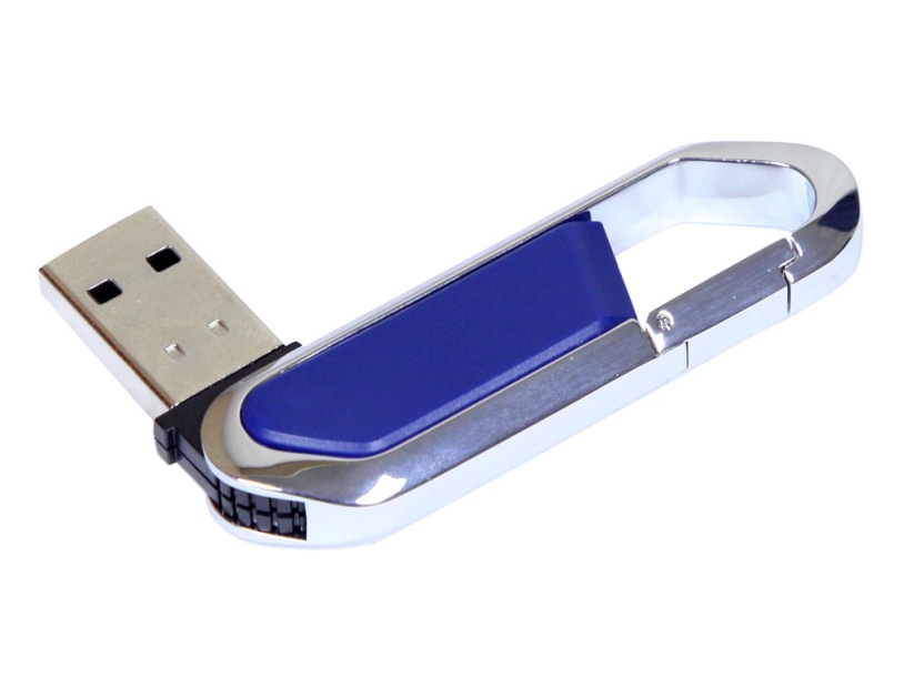 USB 2.0- флешка на 16 Гб в виде карабина (синий/серебристый) 16Gb (Изображение 2)