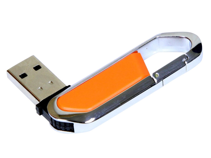 USB 2.0- флешка на 8 Гб в виде карабина (оранжевый/серебристый) 8Gb (Изображение 2)