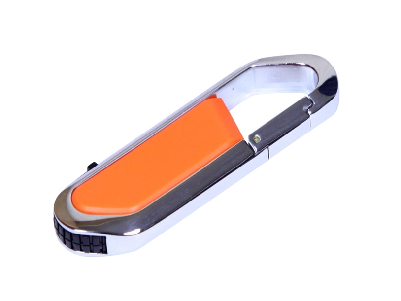 USB 2.0- флешка на 64 Гб в виде карабина (оранжевый/серебристый) 64Gb (Изображение 1)