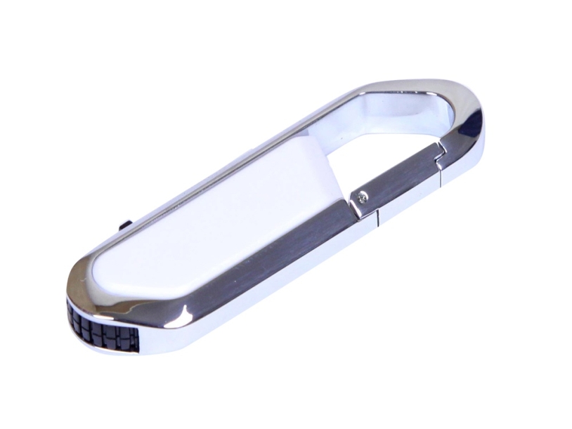 USB 2.0- флешка на 32 Гб в виде карабина (серебристый/белый) 32Gb (Изображение 1)