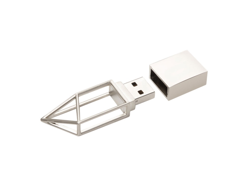 USB 2.0- флешка на 32 Гб Геометрия (серебристый) 32Gb (Изображение 1)