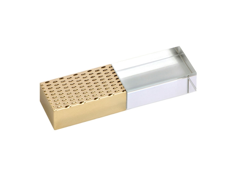 USB 2.0- флешка на 16 Гб кристалл в металле (золотистый) 16Gb (Изображение 1)