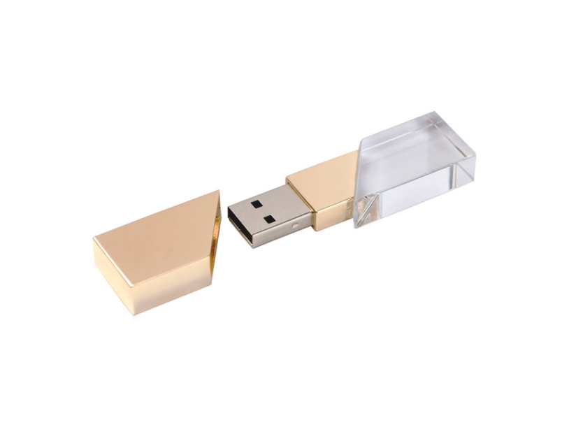 USB 2.0- флешка на 32 Гб кристалл в металле (золотистый) 32Gb (Изображение 2)