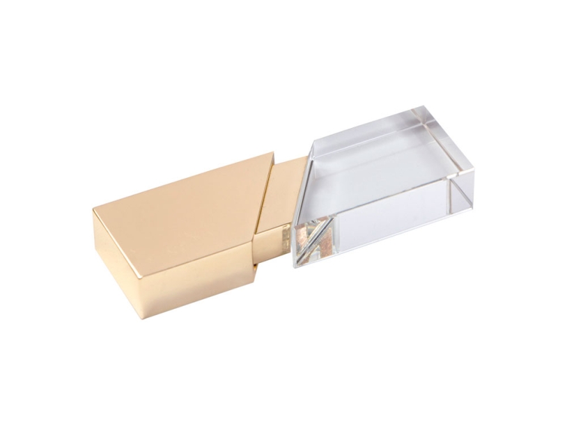 USB 2.0- флешка на 16 Гб кристалл в металле (золотистый) 16Gb (Изображение 1)