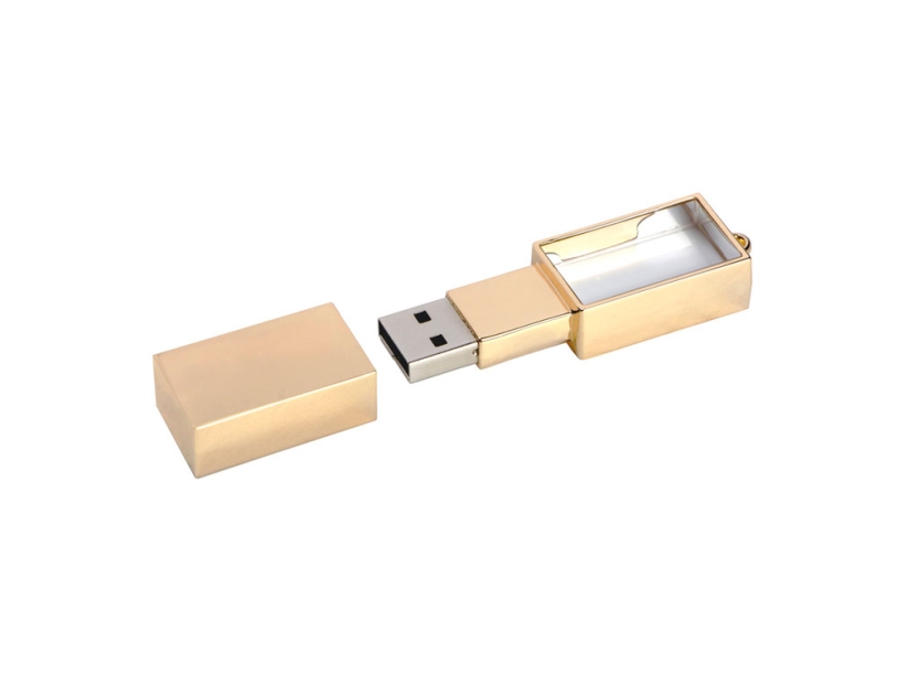 USB 2.0- флешка на 512 Мб кристалл в металле (золотистый) 512Mb (Изображение 2)