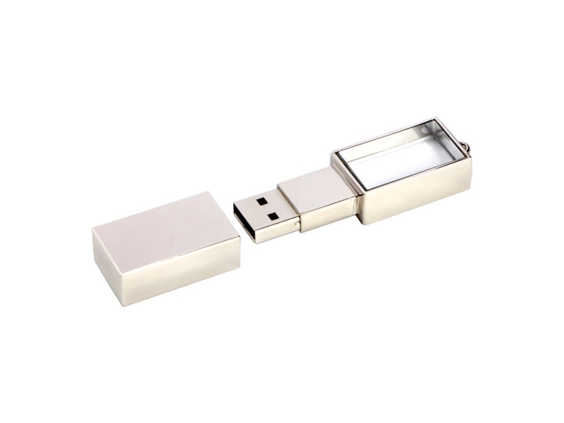 USB 2.0- флешка на 8 Гб кристалл в металле (серебристый) 8Gb (Изображение 2)