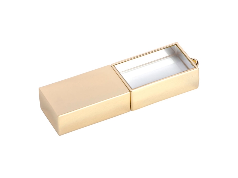 USB 2.0- флешка на 16 Гб кристалл в металле (золотистый) 16Gb (Изображение 1)