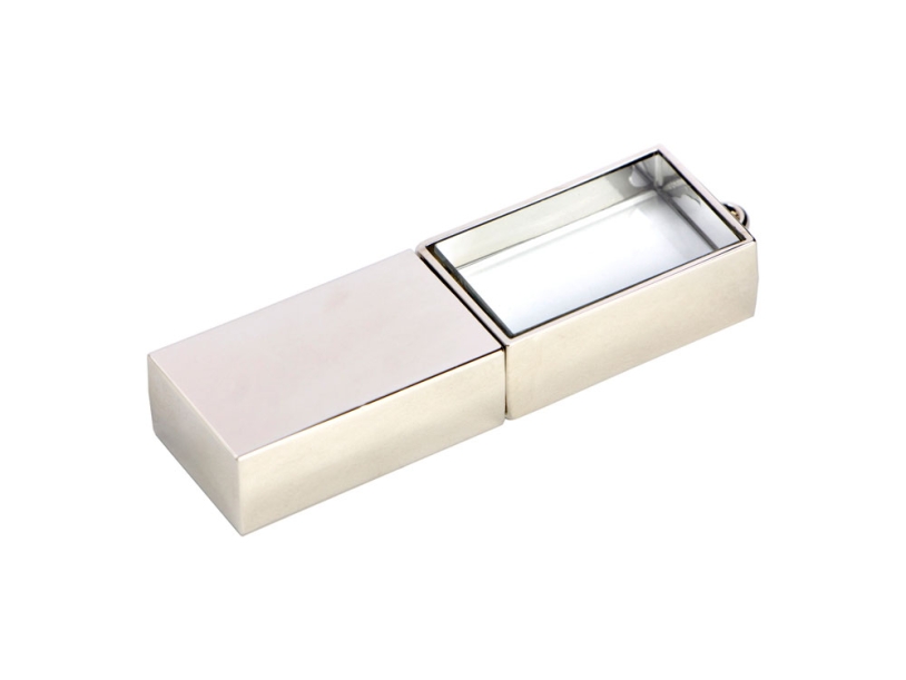 USB 2.0- флешка на 2 Гб кристалл в металле (серебристый) 2Gb (Изображение 1)