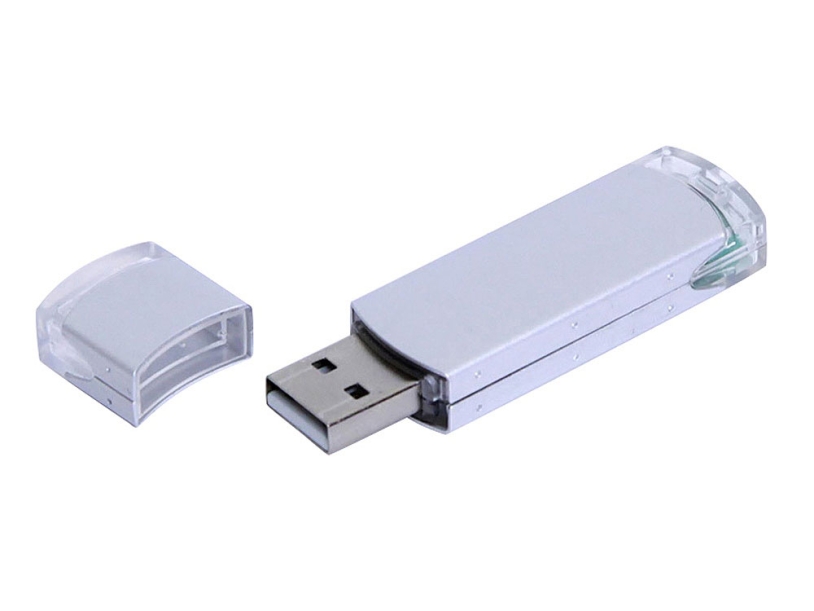 USB 3.0- флешка промо на 32 Гб прямоугольной классической формы (серебристый) 32Gb (Изображение 1)