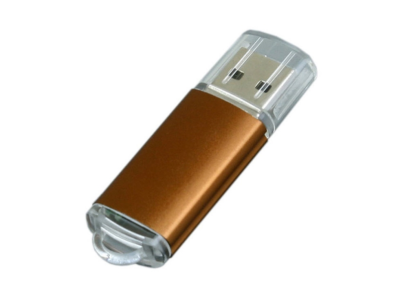 USB 3.0- флешка на 128 Гб с прозрачным колпачком (коричневый) 128Gb (Изображение 1)