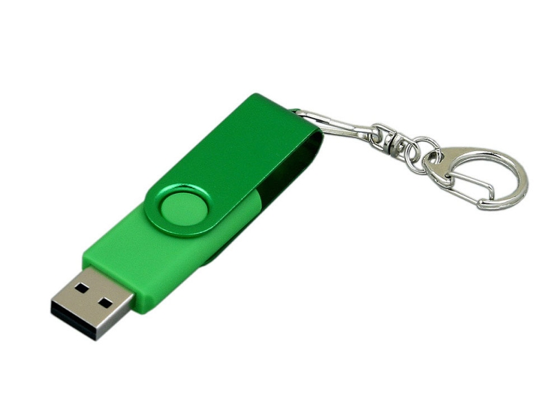 USB 3.0- флешка промо на 32 Гб с поворотным механизмом и однотонным металлическим клипом (зеленый/зеленый) 32Gb (Изображение 2)