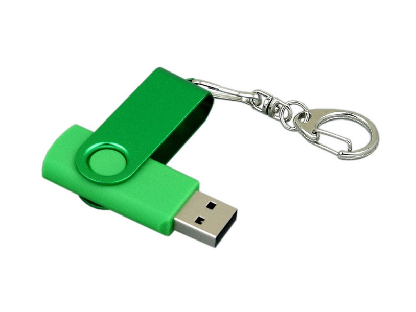 USB 3.0- флешка промо на 32 Гб с поворотным механизмом и однотонным металлическим клипом (зеленый/зеленый) 32Gb (Изображение 3)