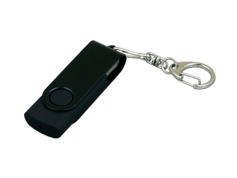 USB 3.0- флешка промо на 128 Гб с поворотным механизмом и однотонным металлическим клипом (черный) 128Gb (Изображение 1)