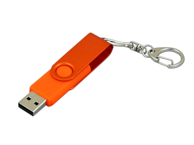 USB 3.0- флешка промо на 64 Гб с поворотным механизмом и однотонным металлическим клипом (оранжевый) 64Gb (Изображение 2)