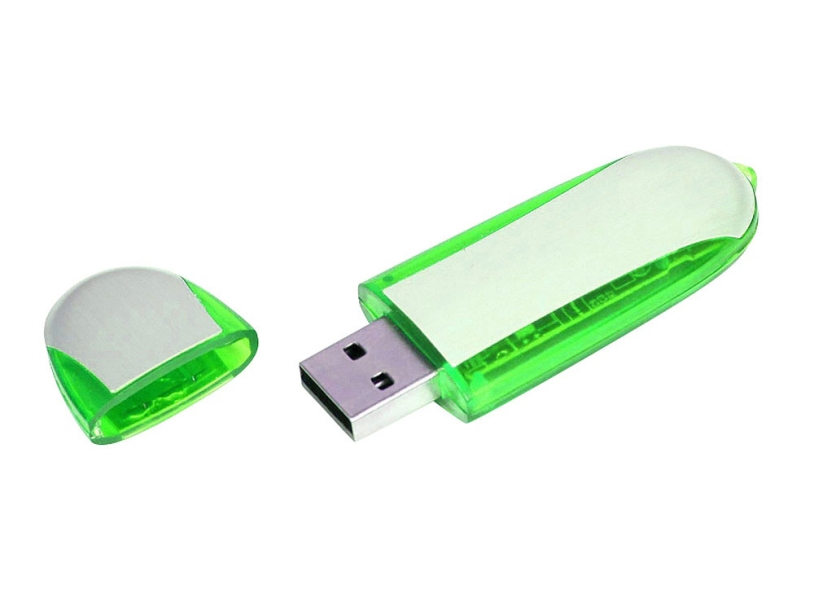 USB 3.0- флешка промо на 32 Гб овальной формы (зеленый/серебристый) 32Gb (Изображение 2)