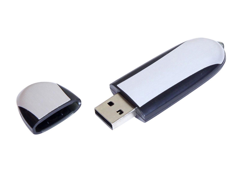 USB 3.0- флешка промо на 32 Гб овальной формы (черный/серебристый) 32Gb (Изображение 2)