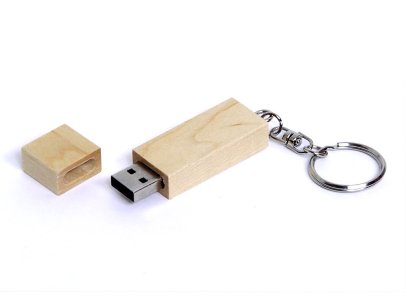 USB 2.0- флешка на 4 Гб прямоугольная форма, колпачок с магнитом (натуральный) 4Gb (Изображение 1)