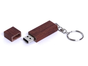 USB 2.0- флешка на 16 Гб прямоугольная форма, колпачок с магнитом (коричневый) 16Gb