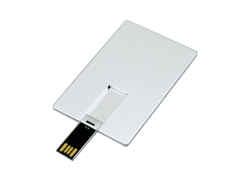 USB 2.0- флешка на 64 Гб в виде металлической карты, с раскладным чипом (Изображение 2)