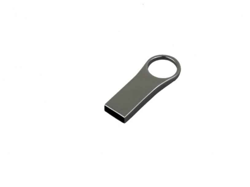 USB 2.0- флешка на 64 Гб с мини чипом, компактный дизайн с большим круглым отверстием (серебристый) 64Gb (Изображение 1)