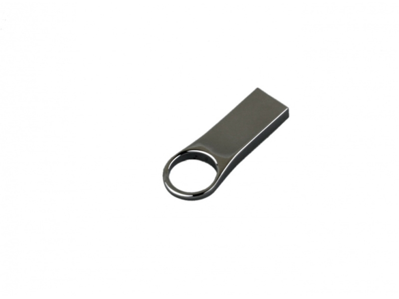 USB 2.0- флешка на 64 Гб с мини чипом, компактный дизайн с большим круглым отверстием (серебристый) 64Gb (Изображение 2)