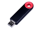 USB 2.0- флешка промо на 32 Гб прямоугольной формы, выдвижной механизм (черный/красный) 32Gb