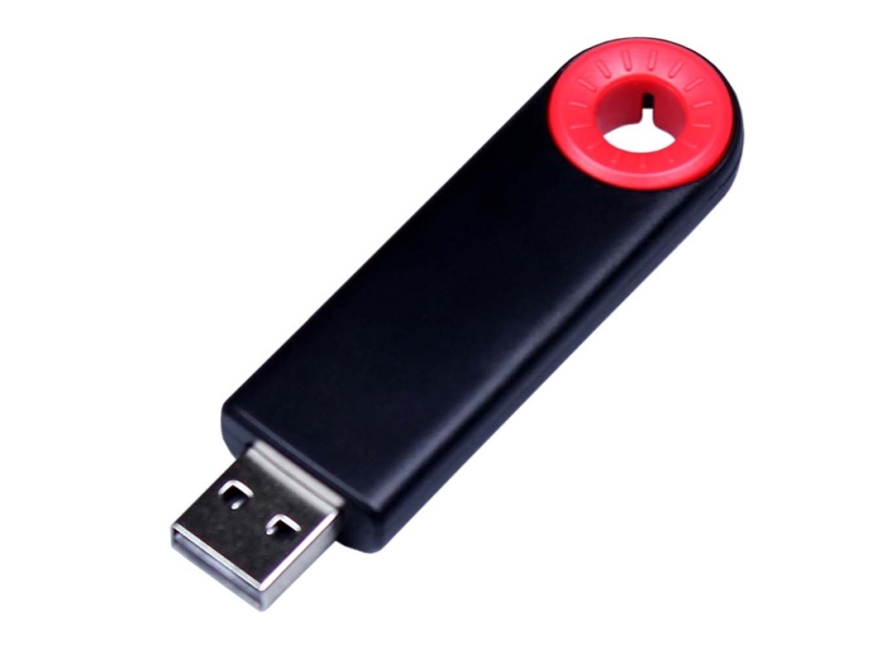 USB 3.0- флешка промо на 64 Гб прямоугольной формы, выдвижной механизм (черный/красный) 64Gb (Изображение 1)
