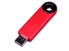 USB 2.0- флешка промо на 64 Гб прямоугольной формы, выдвижной механизм (черный/красный) 64Gb
