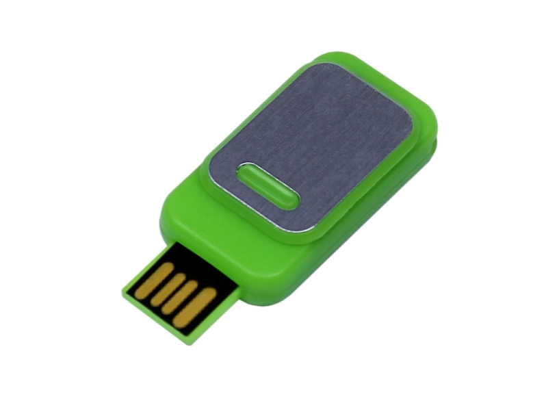 USB 2.0- флешка промо на 32 Гб прямоугольной формы, выдвижной механизм (зеленый) 32Gb (Изображение 1)