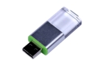 USB 2.0- флешка промо на 64 Гб прямоугольной формы, выдвижной механизм (зеленый) 64Gb