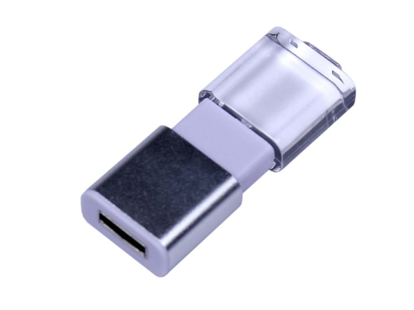 USB 2.0- флешка промо на 32 Гб прямоугольной формы, выдвижной механизм (белый) 32Gb (Изображение 2)