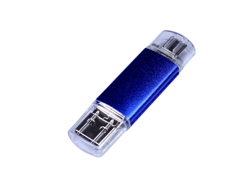 USB 2.0/micro USB/Type-C- флешка на 32 Гб (синий) 32Gb (Изображение 1)