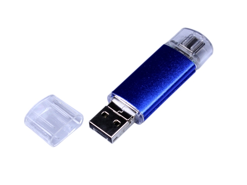 USB 2.0/micro USB/Type-C- флешка на 32 Гб (синий) 32Gb (Изображение 2)