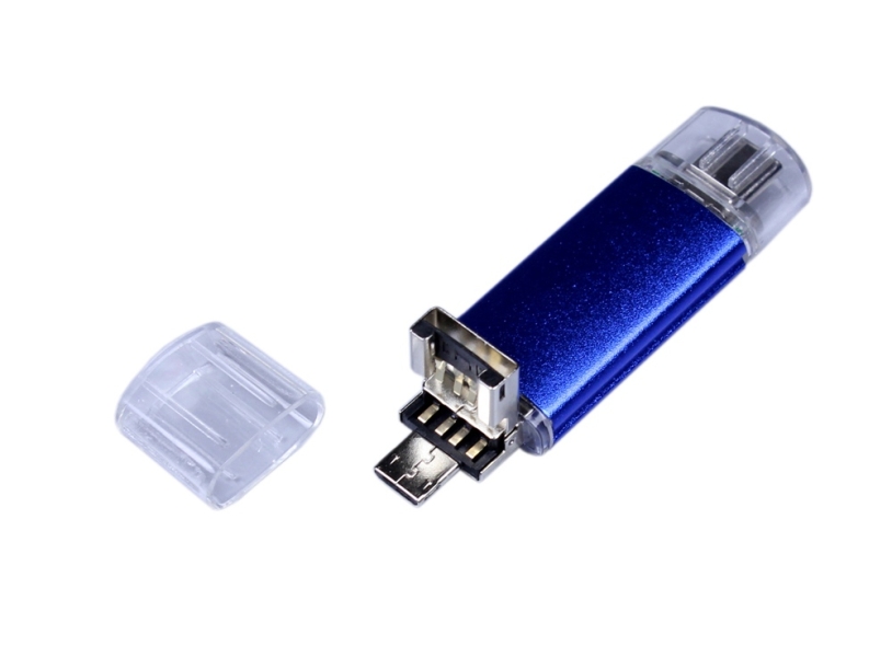 USB 2.0/micro USB/Type-C- флешка на 32 Гб (синий) 32Gb (Изображение 3)