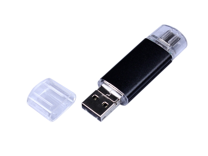 USB 2.0/micro USB/Type-C- флешка на 32 Гб (черный) 32Gb (Изображение 2)