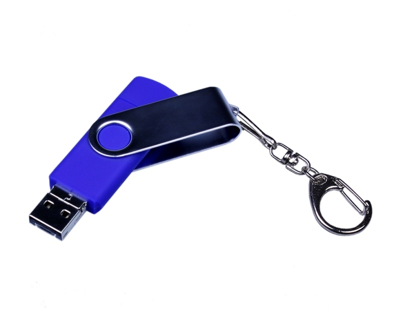 USB 2.0/micro USB/Type-C- флешка на 16 Гб c поворотным механизмом (синий) 16Gb (Изображение 2)
